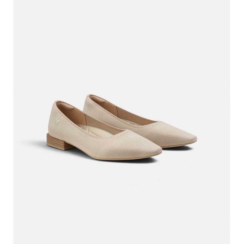 VIVAIA Minnie Pro Square‎ Toe Pointed Low Block Heels in Almond